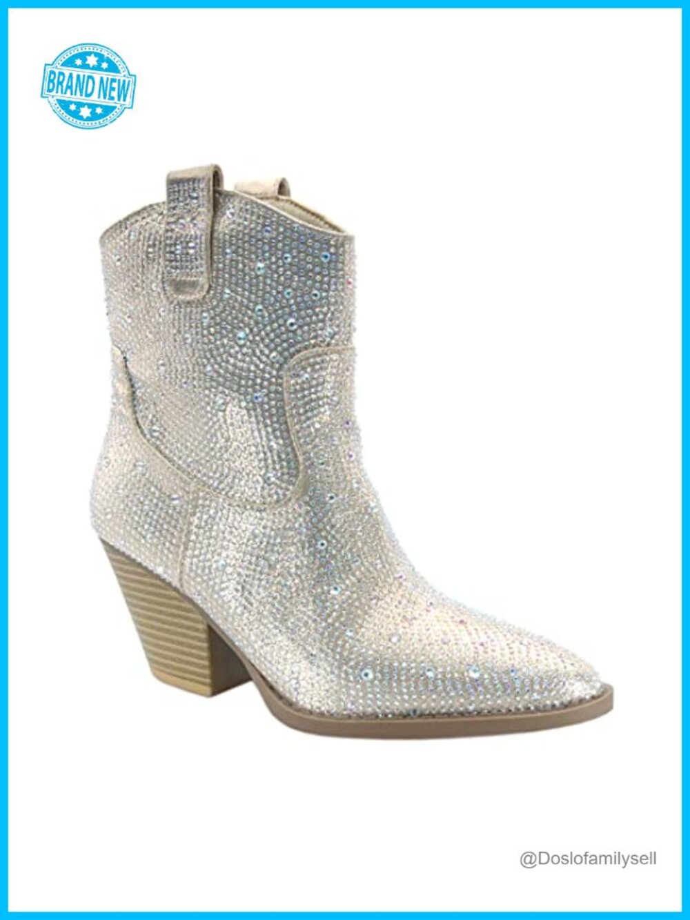 Rhinestone Pointed Toe Ankle Booties Western Cowboy Boots